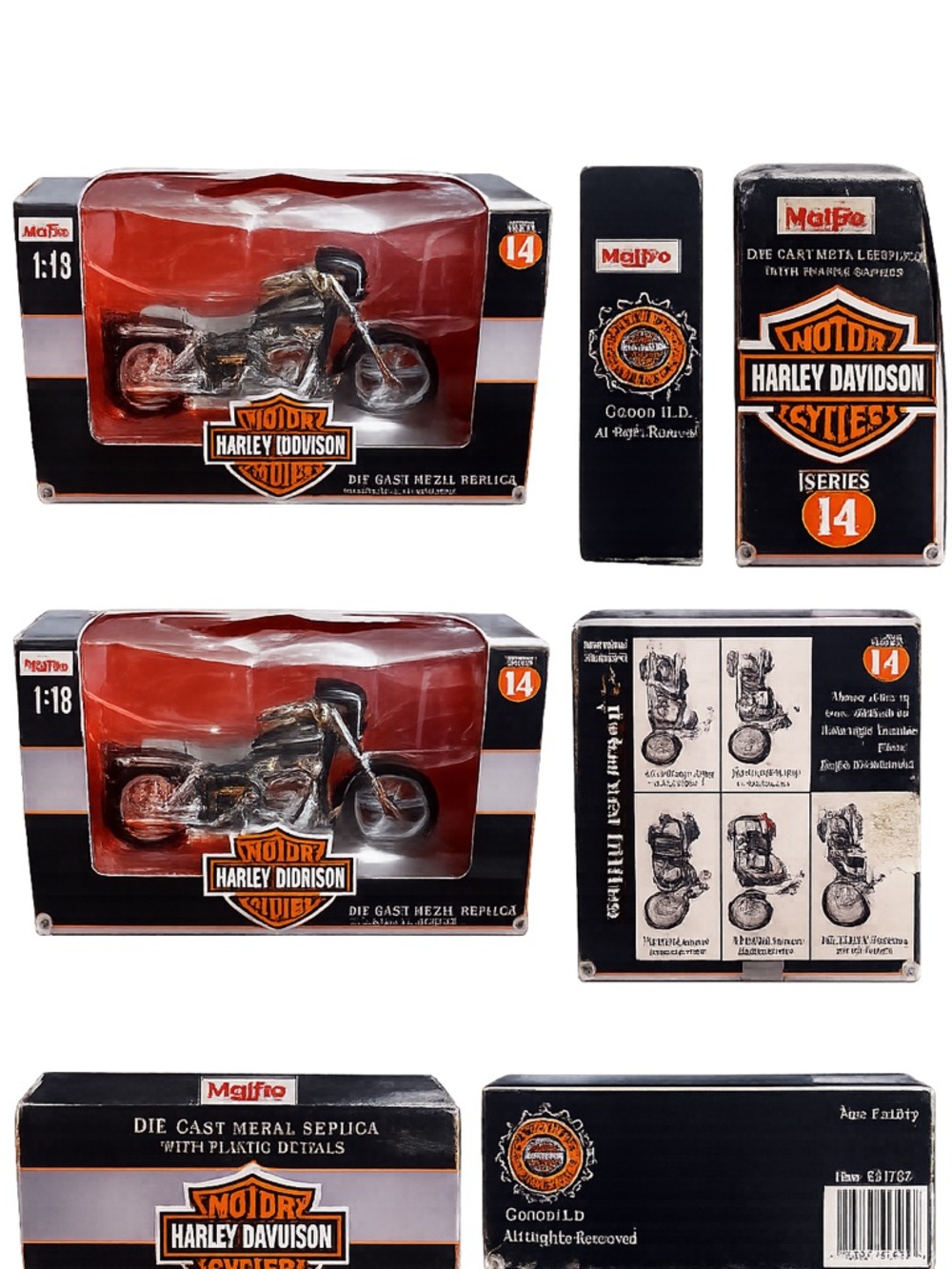 Harley-Davidson Black & Orange Die-Cast Motorcycle Replica Set
